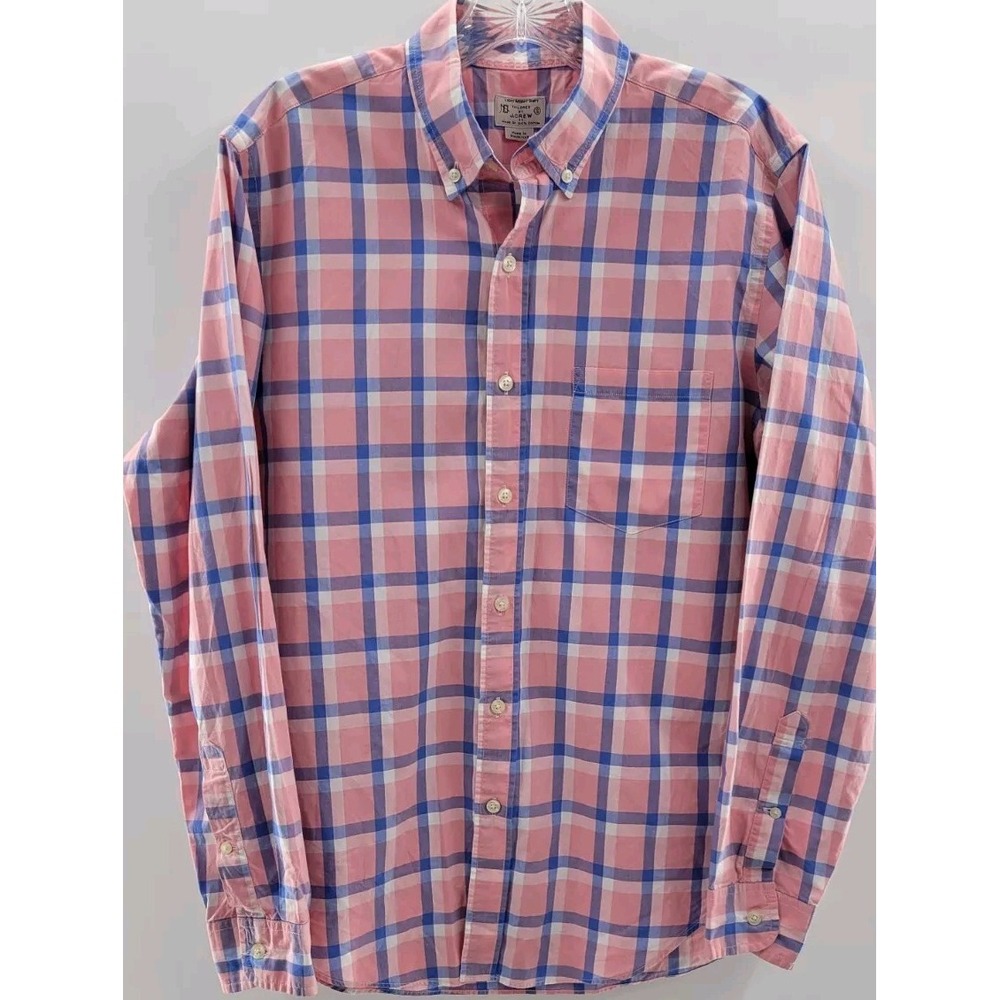 MENS J CREW LIGHTWEIGHT BUTTON UP SHIRT -Pink/Blue Check- SIZE SMALL